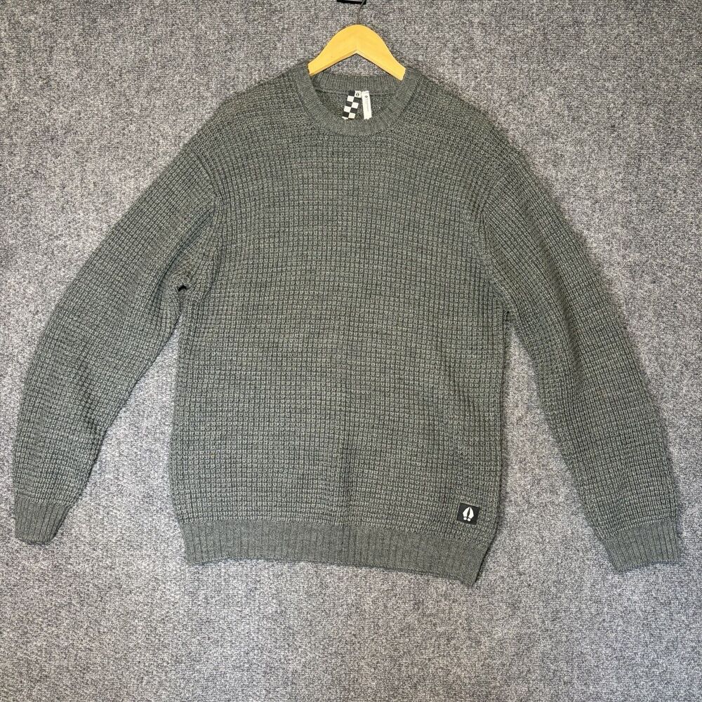 Bearded Goat Sweater Mens Large Odis Boatyard Gray Merino Wool Blend Knit